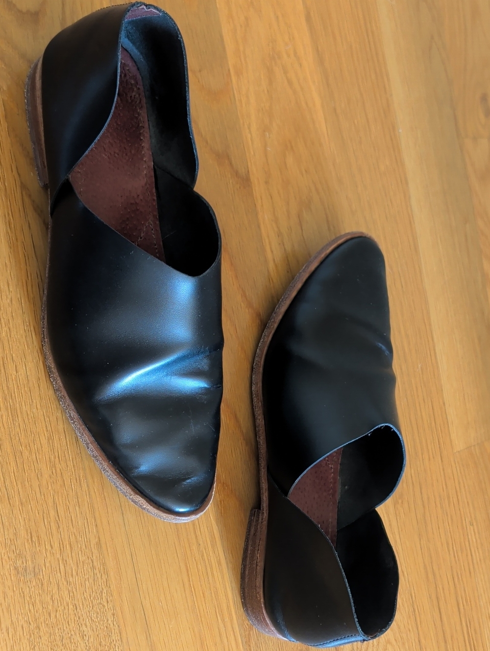 Women's Black Leather Slip-On Dress Shoes Size 38